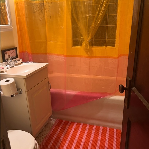 Quiet Town Lido Pop Shower Curtain - Yellow, Orange, Pink - Picture 2 of 2